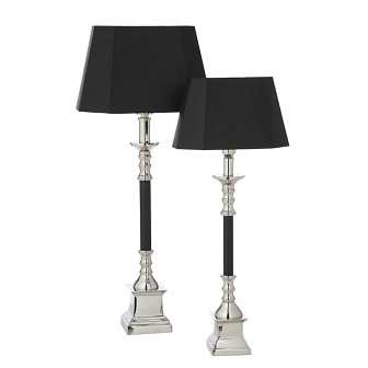 Elegancka lampa stołowa Marala czarna z abażurem